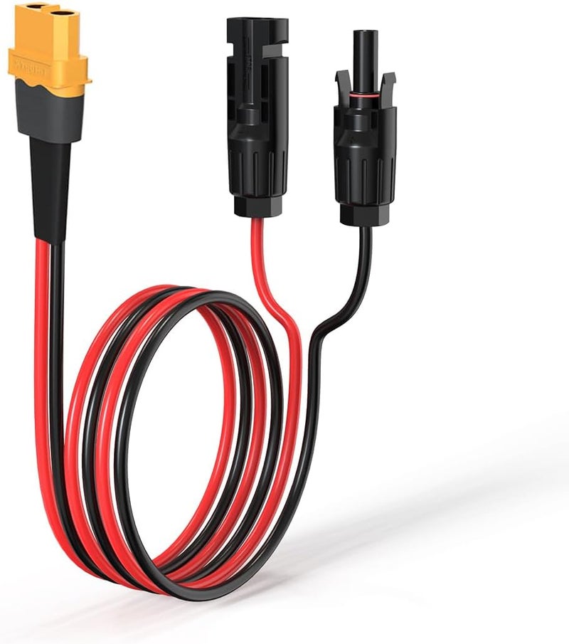 ELFCULB 10AWG 2FT XT60 Solar Cable 2 10 25 35 50 75 100FT XT60 Extension Cable Solar Panel Connector to XT60 Connector for Portable Power Station (2FT) - Image 1